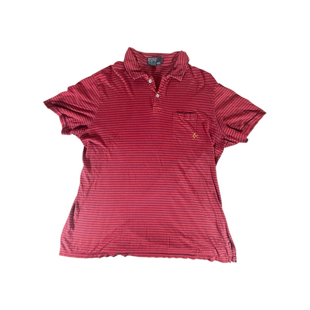 VINTAGE Polo Ralph‎ Lauren Shirt Adult XXL Red Striped Anchor Logo Tee Pullover